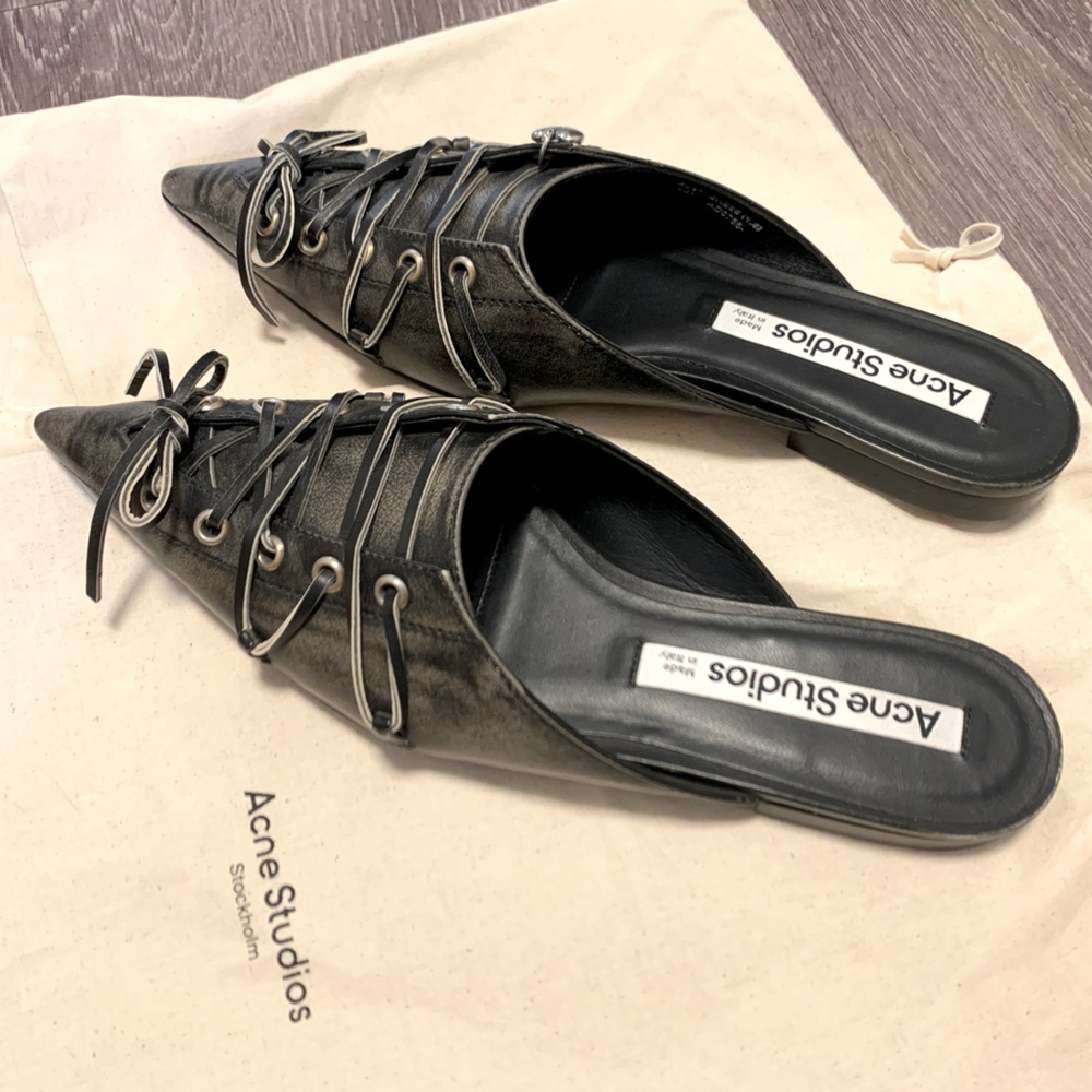ACNE STUDIOS Leather Lace-Up Mules
